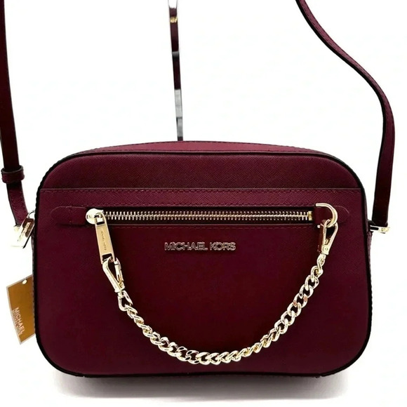 MICHAEL KORS LARGE EW ZIP CHAIN CROSSBODY BAG DARK CHERRY - Picture 2 of 11